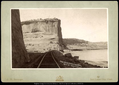 Dodge's Bluff, Canon of Grand River, R.G.W.Ry. (Rio Grande Western Railway) C.R. Savage, Salt Lake.