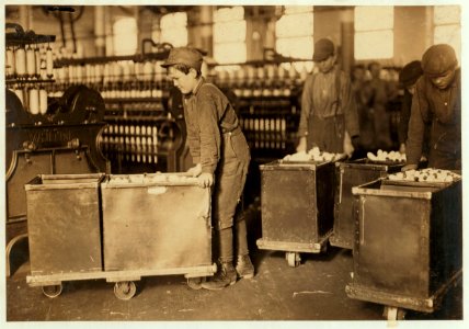 Doffers in Trenton Mills, Gastonia, N.C. Others as small and some smaller. Little girls too. LOC nclc.01383