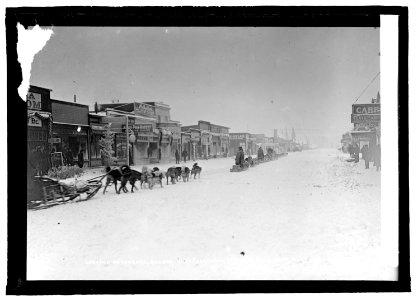 Dog team leaving Anchorage, Alaska; these teams carried $265000 in gold (...) LCCN2016821815