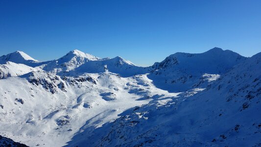 Panoramic winter mountain peak