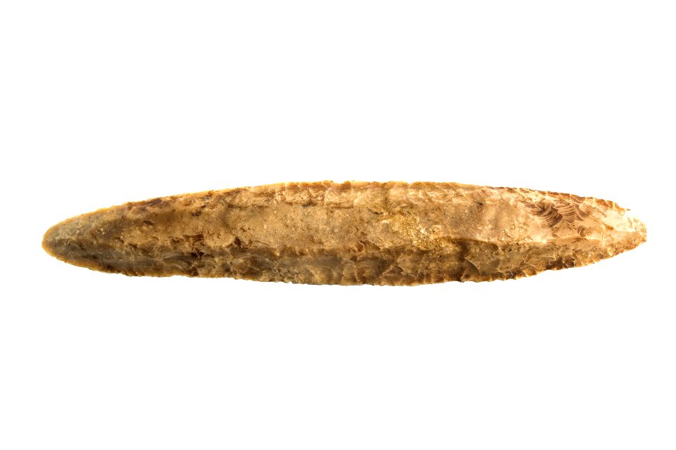 Dolk in silex, 3000 tot 1800 VC, vindplaats- Meeuwen, In den Damp, grafheuvel, collectie Gallo-Romeins Museum Tongeren, 1994.5.1