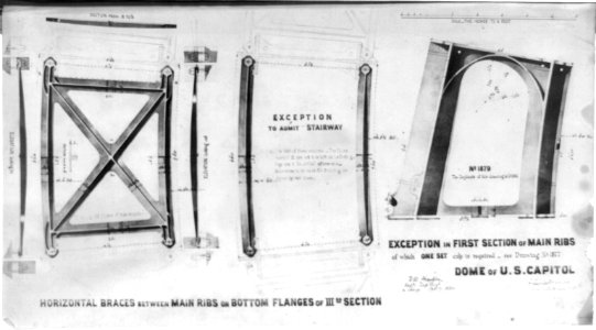 Dome of U.S. Capitol, exception in first section of main ribs and horizontal braces ... LCCN2002718050