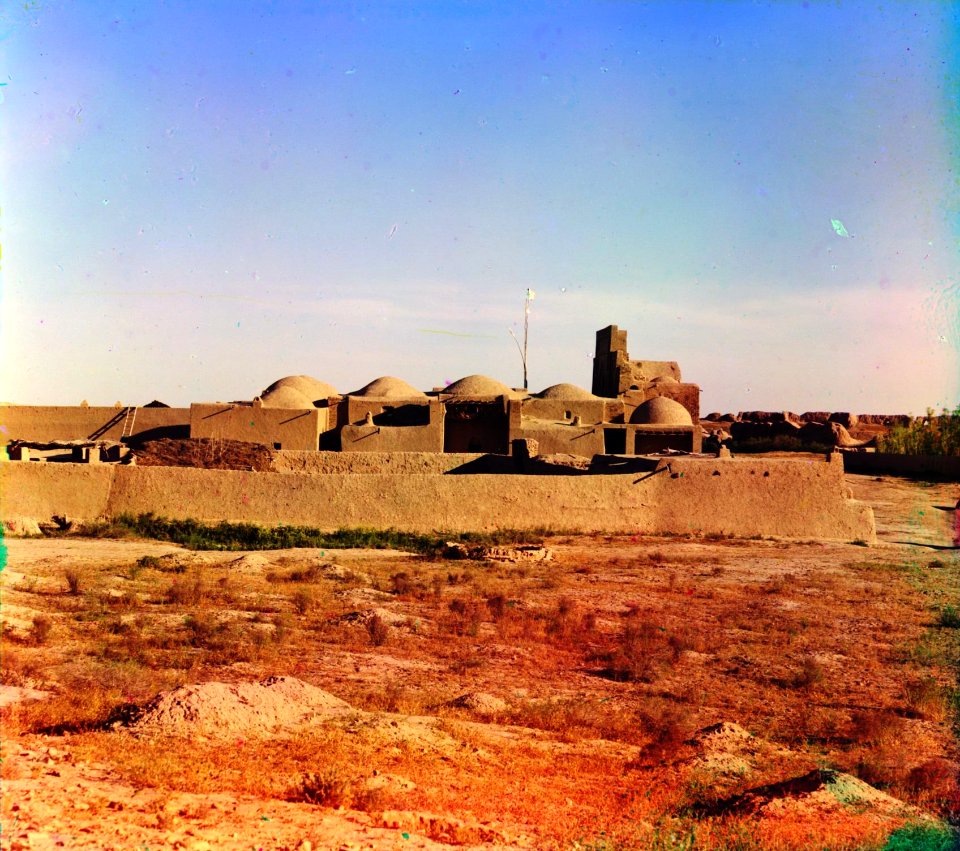 Domed Adobe Structures Surrounded by an Adobe Wall
