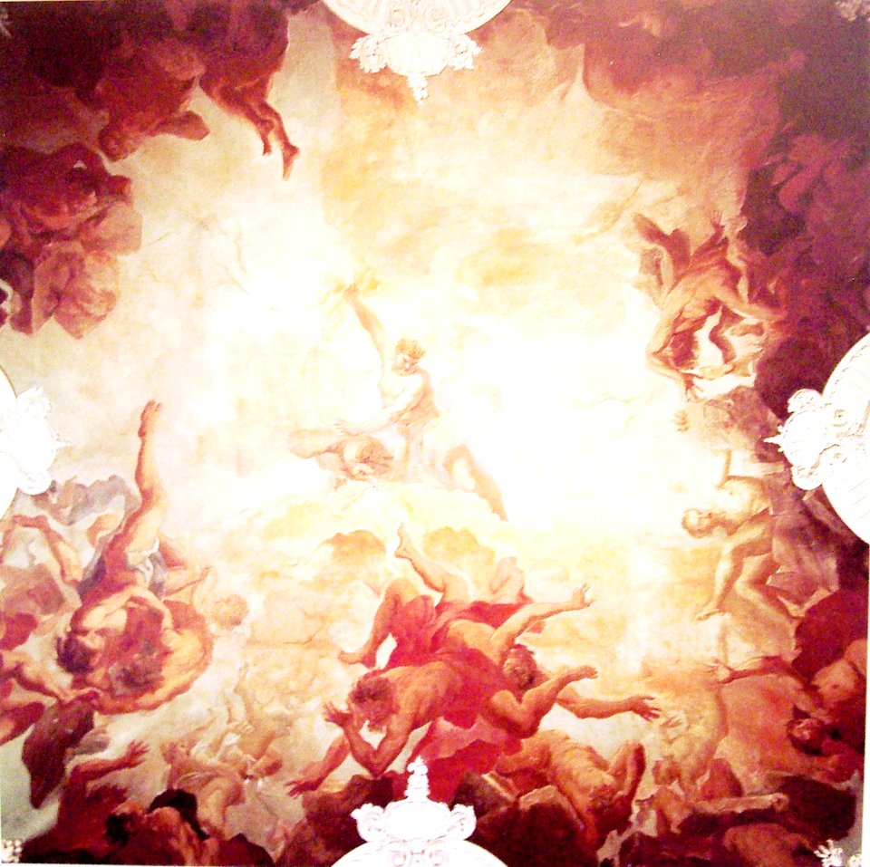 Domenico Zanetti, venezianischer Maler ( tätig nach1694; gestorben nach 1712) Kuppelfresko im ehemaligen Treppenhaus des Schlosses Bensberg, Zanetti-Saal- Sturz der Giganten