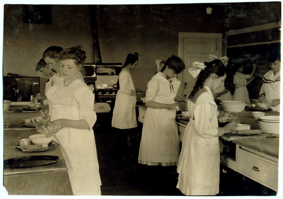 Domestic Science class in Horace Mann School. See Bliss report. LOC nclc.05235