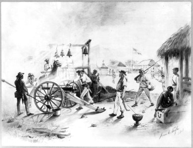Dominican Republic, 1871)- Cabrals coming- firing of the alarm at Azua to call together the natives to repel invasion LCCN2003655465 photo