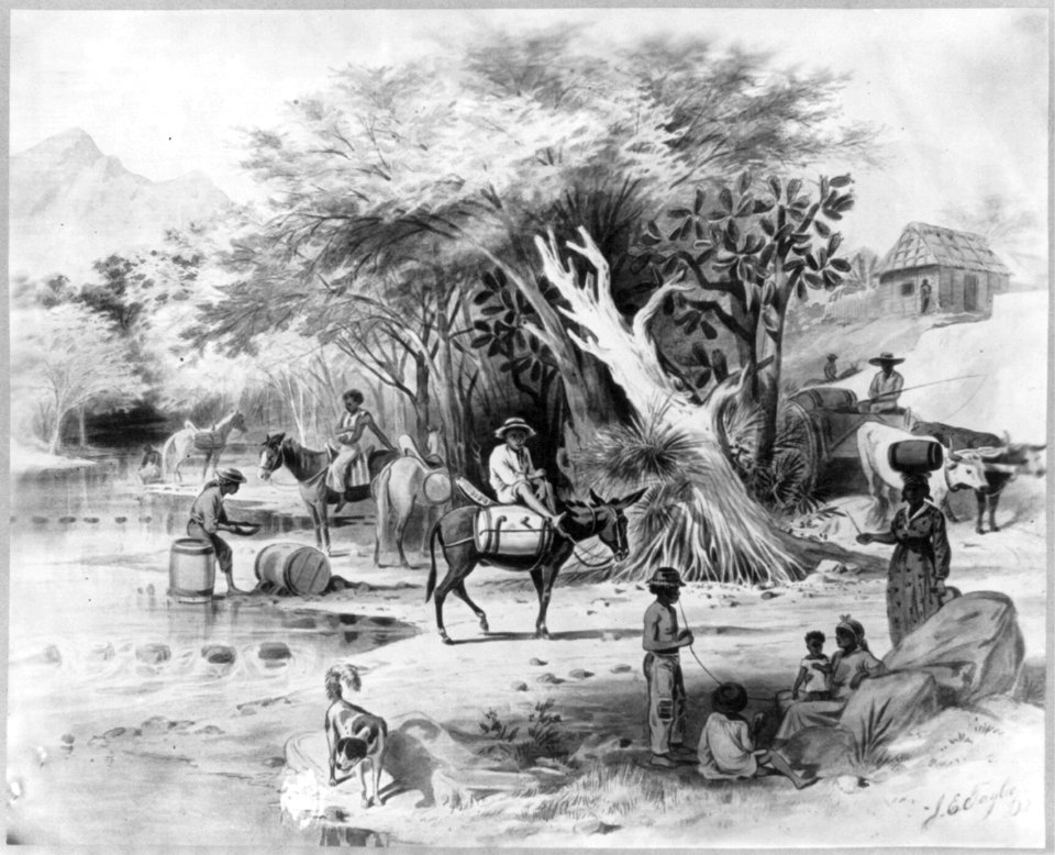 Dominican Republic, 1871)- Procuring water in Via River at Azua, for that city's daily consumption LCCN2003655466