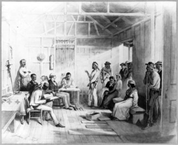 Dominican Republic, 1871- The wife of Salnave being tried before a Justice of the Peace for an assault in Samana City LCCN2003655458 photo