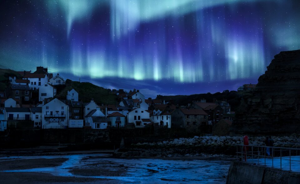 Staithes village sky