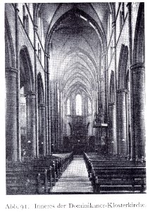 Dominikanerkloster an der Herzogstraße in Düsseldorf, 1867 bis 1887, Dombaumeister Friedrich von Schmidt aus Wien, Inneres der Dominikaner-Klosterkirche