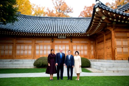 Donald and Melania Trump with Moon Jae-in and Mrs. Kim Jung-sook 2017