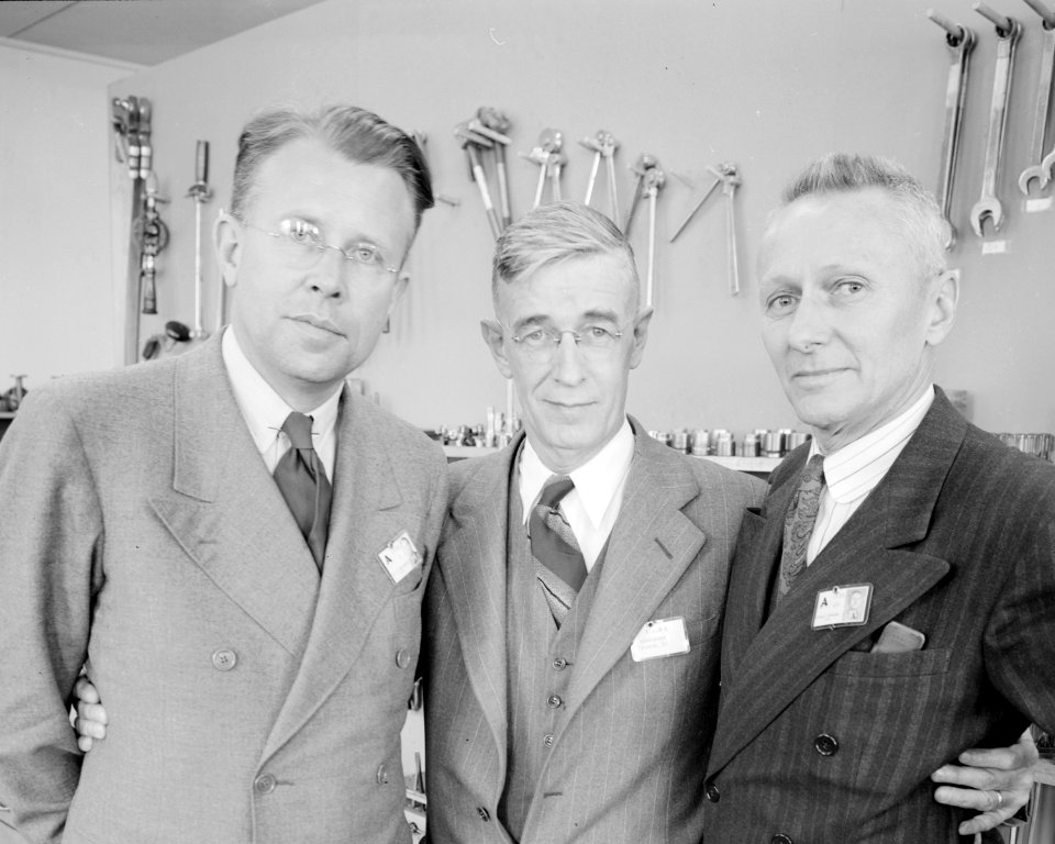Donald Cooksey, Robert Sproul, and Ernest Orlando Lawrence. Photograph taken March 19, 1943 - NARA 22118088