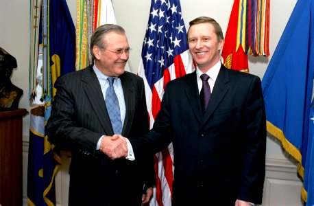 Donald Rumsfeld and Sergei Ivanov