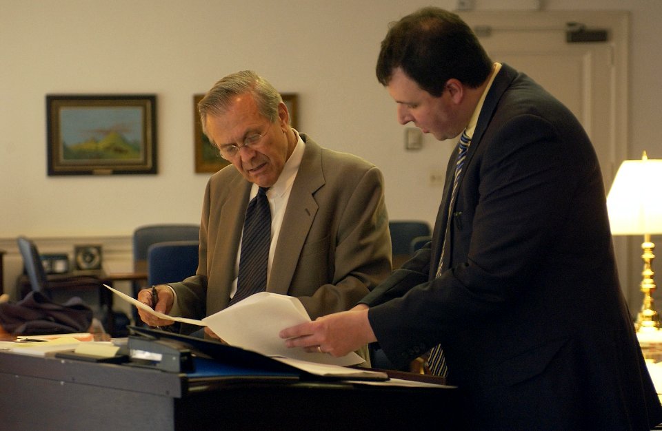 Donald Rumsfeld speaks with Marc Thiessen