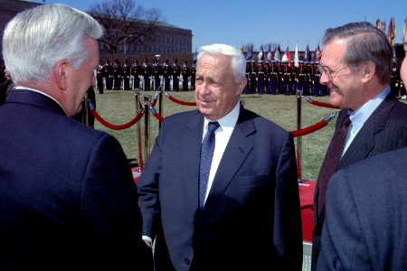Donald Rumsfeld and Ariel Sharon