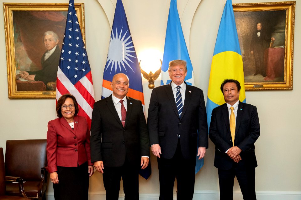 Donald Trump, Tommy Remengsau, Hilda Heine, and David Panuelo