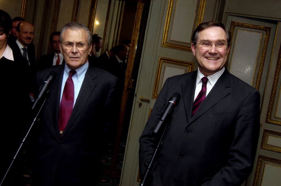 Donald Rumsfeld with Franz Josef Jung