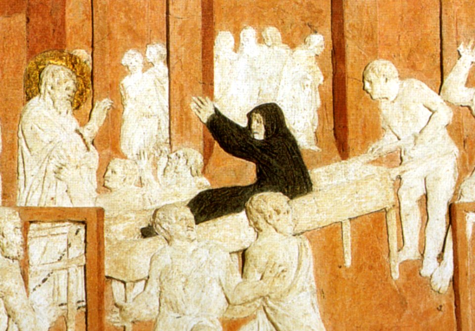 Donatello, storie di san giovanni evangelista, resurrezione di drusiana, 1434-43 dettaglio2