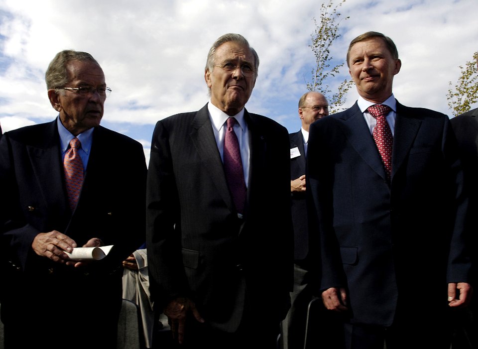 Donald Rumsfeld, Ted Stevens, and Sergei Ivanov