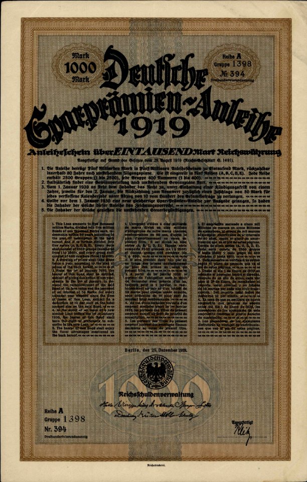 Deutsche Sparprämien-Anleihe 1919
