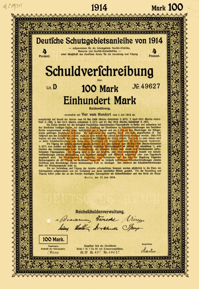 Deutsche Schutzgebietsanleihe 1914