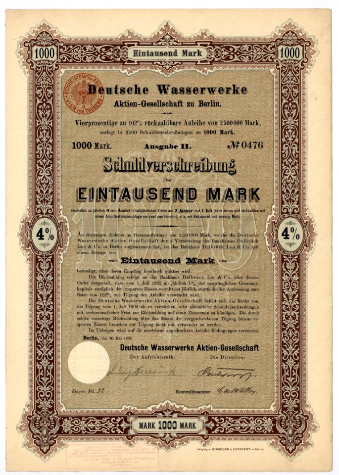 Deutsche Wasserwerke AG 1898
