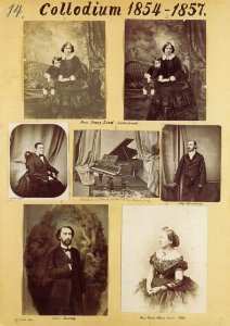 Deutscher Photograph um 1854-1857 - Lehrtafel Nr. 14 mit 7 Photographien, zum Kollodiumverfahren, Aufnahmen - Dresden (Zeno Fotografie)