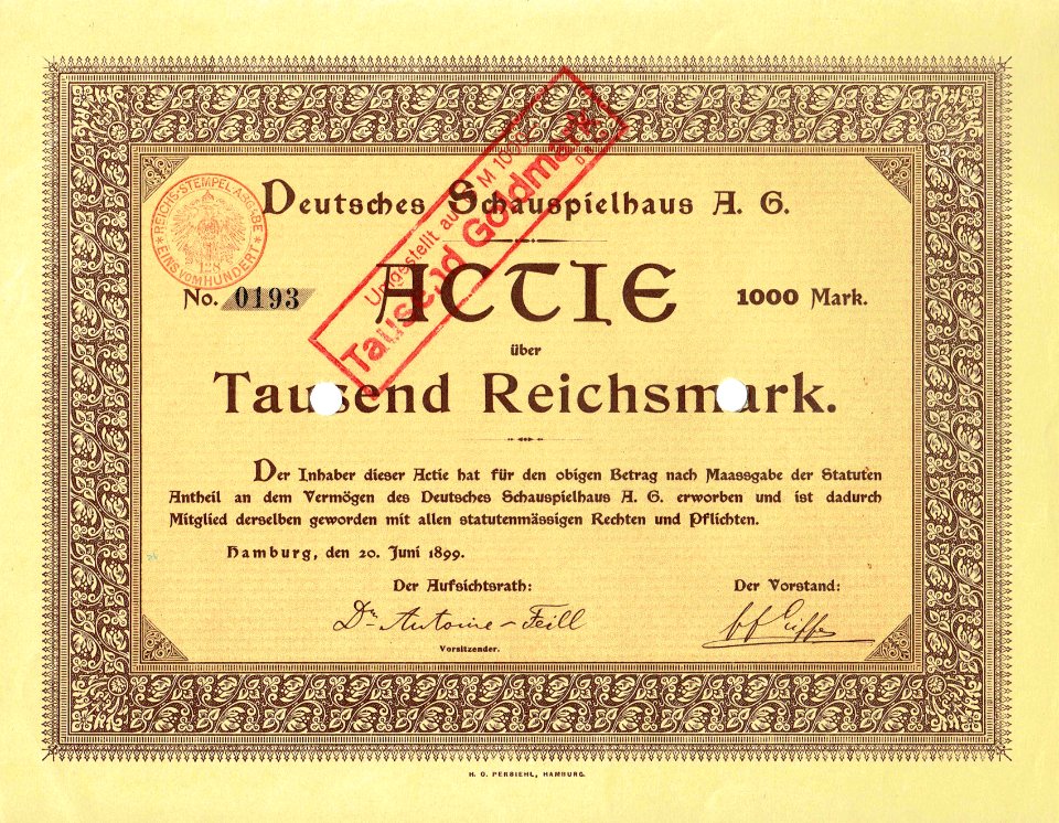 Deutsches Schauspielhaus AG 1899