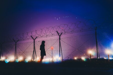 Lights wire fence photo