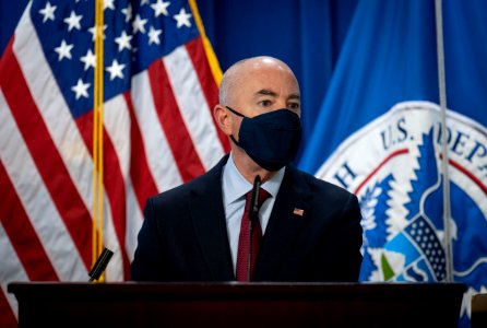 DHS Secretary Mayorkas Press Conference on Counterfeit N95 Masks (50956184546)