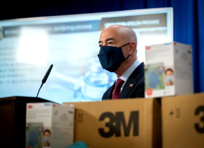 DHS Secretary Mayorkas Press Conference on Counterfeit N95 Masks (50956288092)