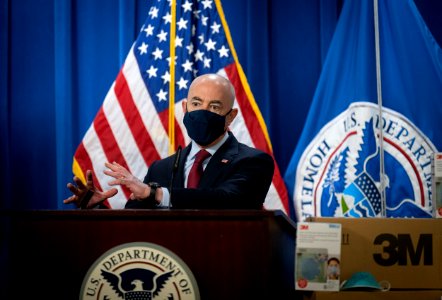 DHS Secretary Mayorkas Press Conference on Counterfeit N95 Masks (50956287947)