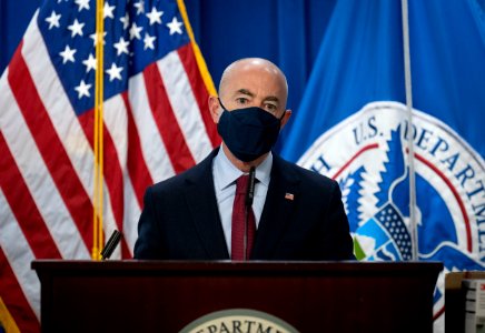DHS Secretary Mayorkas Press Conference on Counterfeit N95 Masks (50956184741)