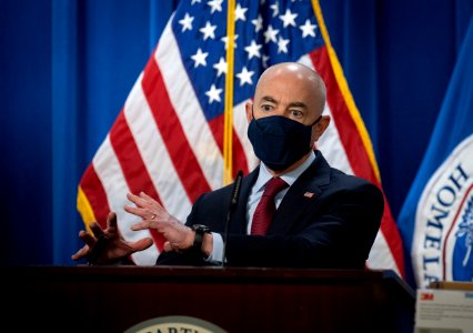 DHS Secretary Mayorkas Press Conference on Counterfeit N95 Masks (50956184366)