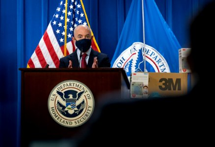 DHS Secretary Mayorkas Press Conference on Counterfeit N95 Masks (50956287782)