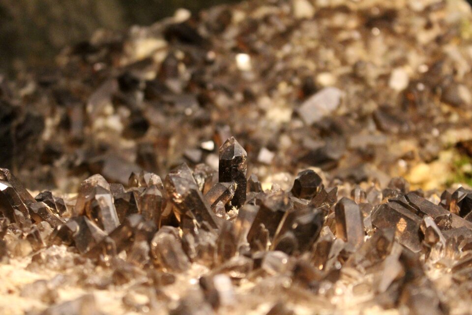 Crystals smoky quartz macro