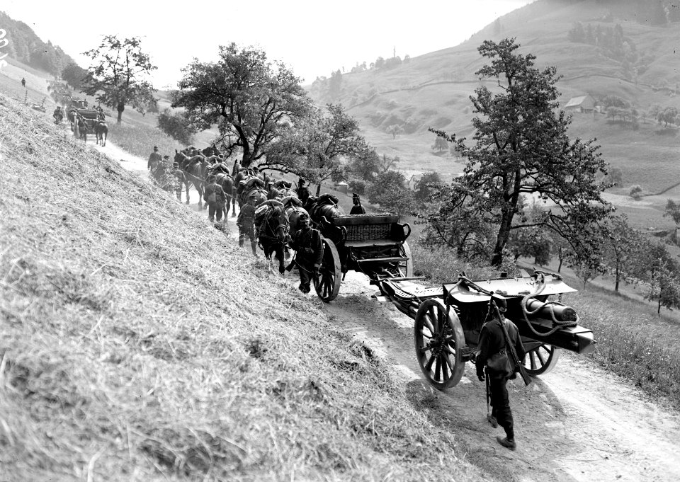 Die 15cm Haubitzen Batterie auf dem Weg hinauf zum Passwang - CH-BAR - 3239682