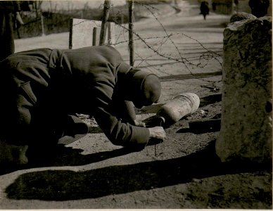 Die bei Calliano am 24-II.1918 abgeworfene nicht explodierte itl.Fliegerbombe. (Abschluss-Schraube entfernt.) (BildID 15512714)