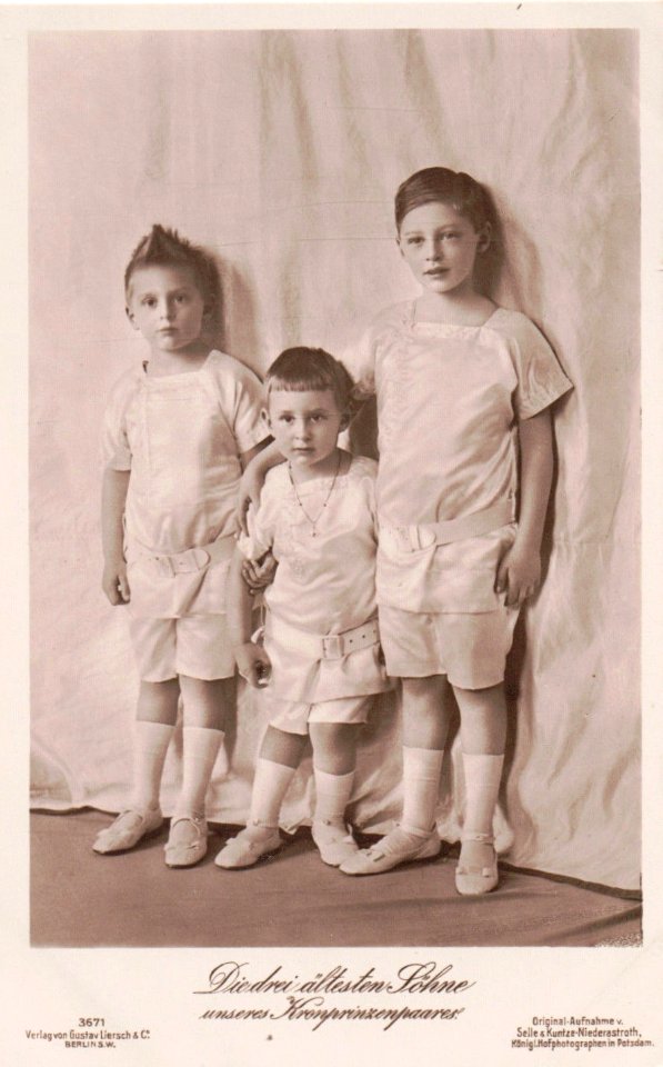 Die drei ältesten Söhne unseres Kronprinzenpaars, c. 1914