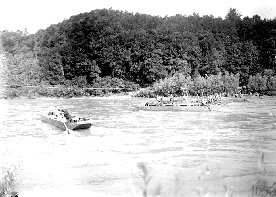 Die eingefahrenen Pontonboote auf der Aare - CH-BAR - 3240714