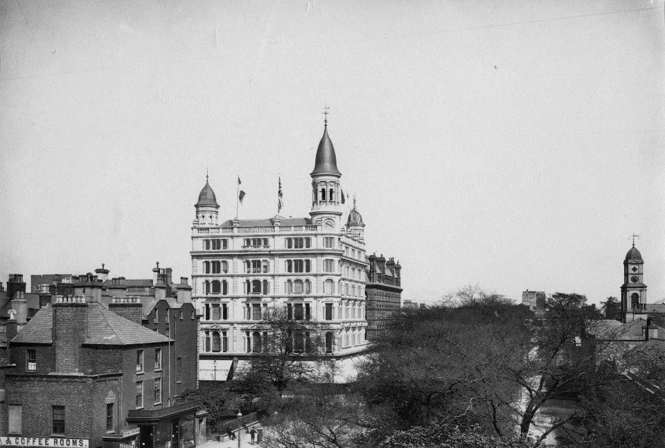 Donegall Square North, Belfast by Robert John Welch-2 (grayscale, cropped)