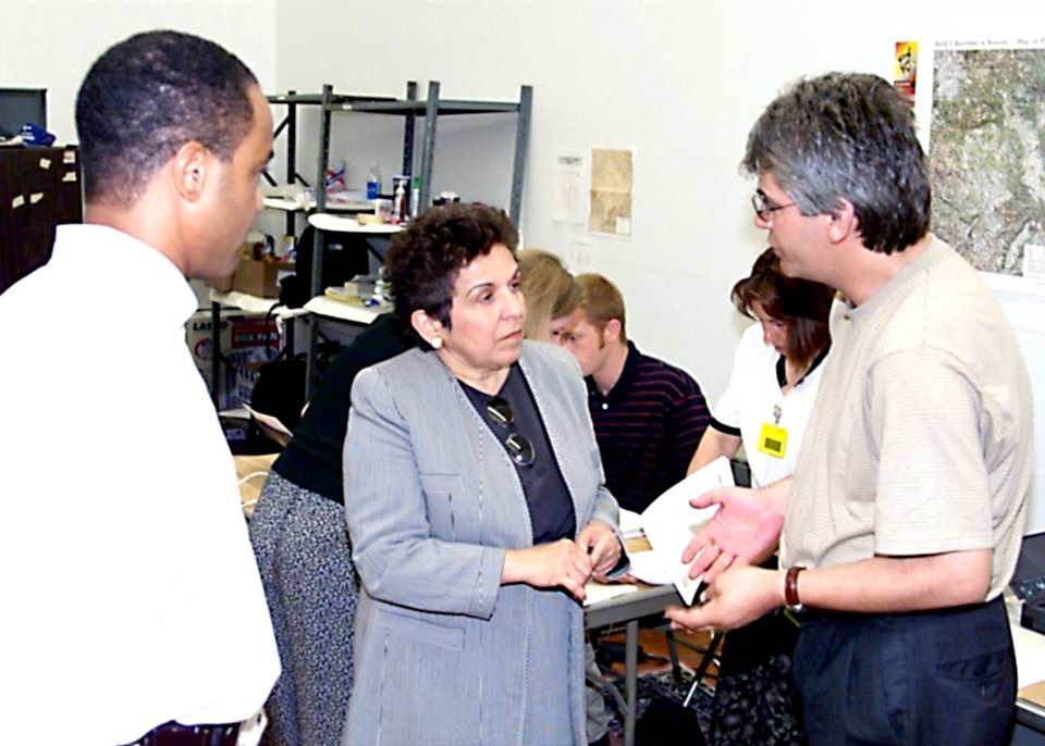 Donna Shalala is greeted by OPHS staff members at the Fort Dix