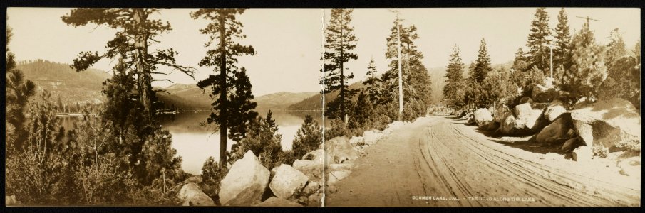 Donner Lake, Cal., the road along the lake LCCN2013646888