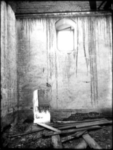 Doorway and window at the rear of the church at Mission San Antonio de Padua, California, ca.1906 (CHS-4376)
