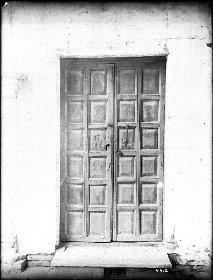 Door in front corridor at Mission San Juan Capistrano, California, ca.1908 (CHS-4410)