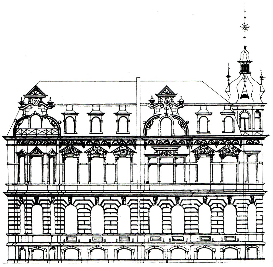 Doppelvilla Balg Aufriss Straßenfront 1898