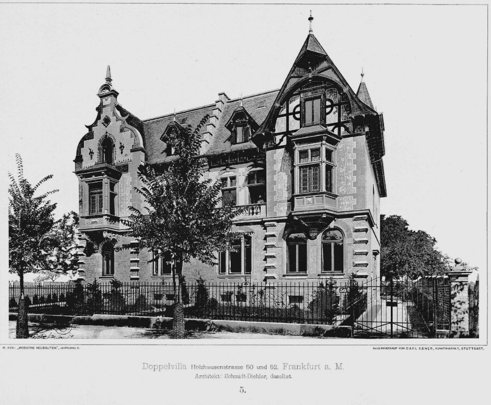 Doppelvilla Holzhausenstrasse 50 und 52 Frankfurt am Main Architekt Schmidt-Diehler, Frankfurt Tafel 5 Kick,Jahrgang II