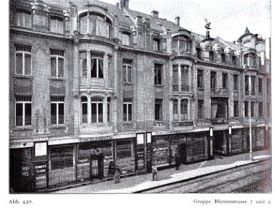 Doppelhaus Blumenstraße 7 und 9 in Düsseldorf, erbaut von 1901 bis 1902, Architekten Gottfried Wehling und Aloys Ludwig