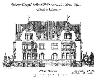 Doppelvilla Keller Entwurf Vorderansicht 1907