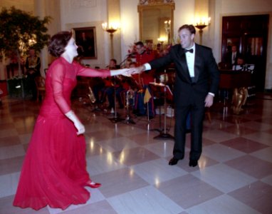 Doro, Daughter of President and Mrs. Bush, Dances with Bobby Koch after their Wedding Rehearsal Dinner